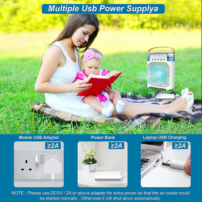 Portable Air Conditioner Fan Usb Electric Fan, Fine Mist Water, And Humidifier Function – Random Color