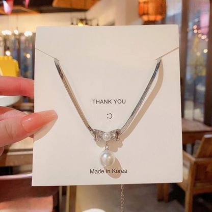 Elegant Korean Knot Pearl Necklace | Minimalist Jewelry Gift for Women – Trendy Party Wear