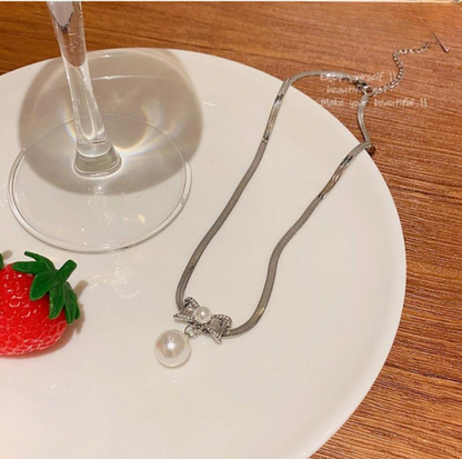 Elegant Korean Knot Pearl Necklace | Minimalist Jewelry Gift for Women – Trendy Party Wear