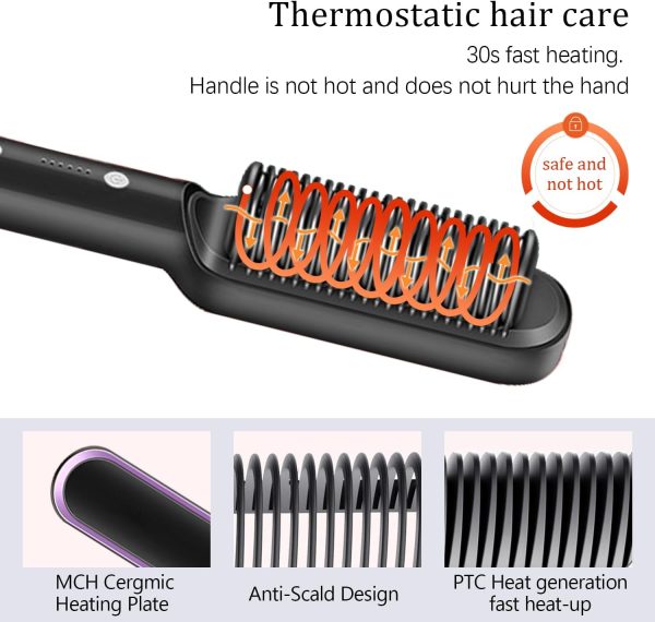 Multifunctional Hair Straightener Brush – Ceramic Hot Comb | Anti-Scald & Fast Heating for Silky Hair