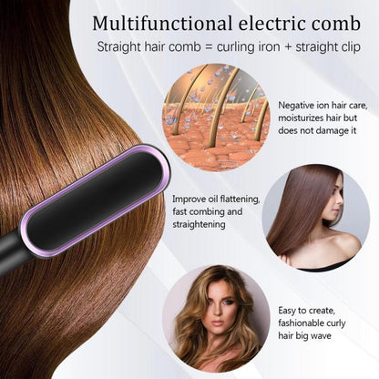 Multifunctional Hair Straightener Brush – Ceramic Hot Comb | Anti-Scald & Fast Heating for Silky Hair