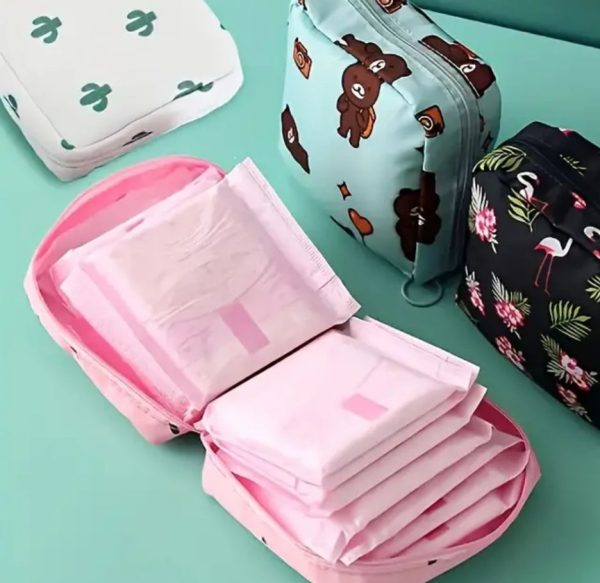 Women Portable Pouch Napkin Cosmetic Bags Organizer / Sanitary Pads Storage Bag / Ladies Makeup Bag Girls Hygiene Pad Bag (random Design & Color)